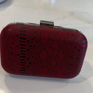 Red Snakeskin Clutch